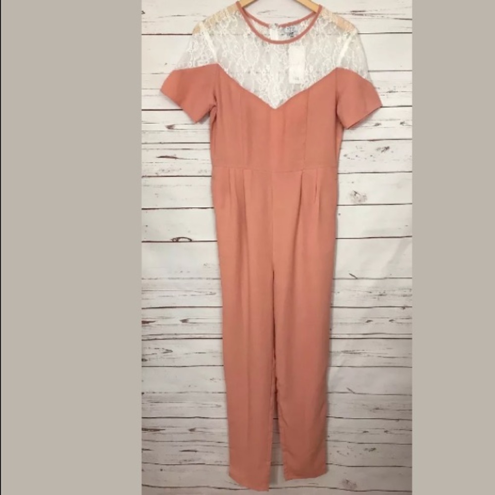 Tobi Mrs. Bond Blush Pink Lace Jumpsuit - Picture 4 of 8